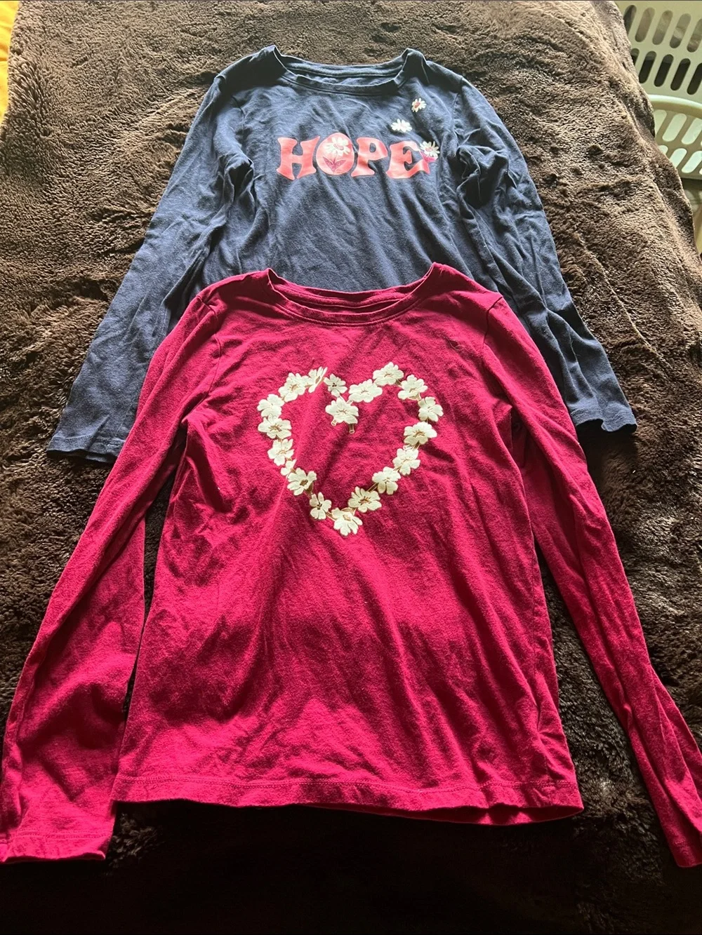 GAP Pink Floral Heart Long-Sleeve Tee with Navy 